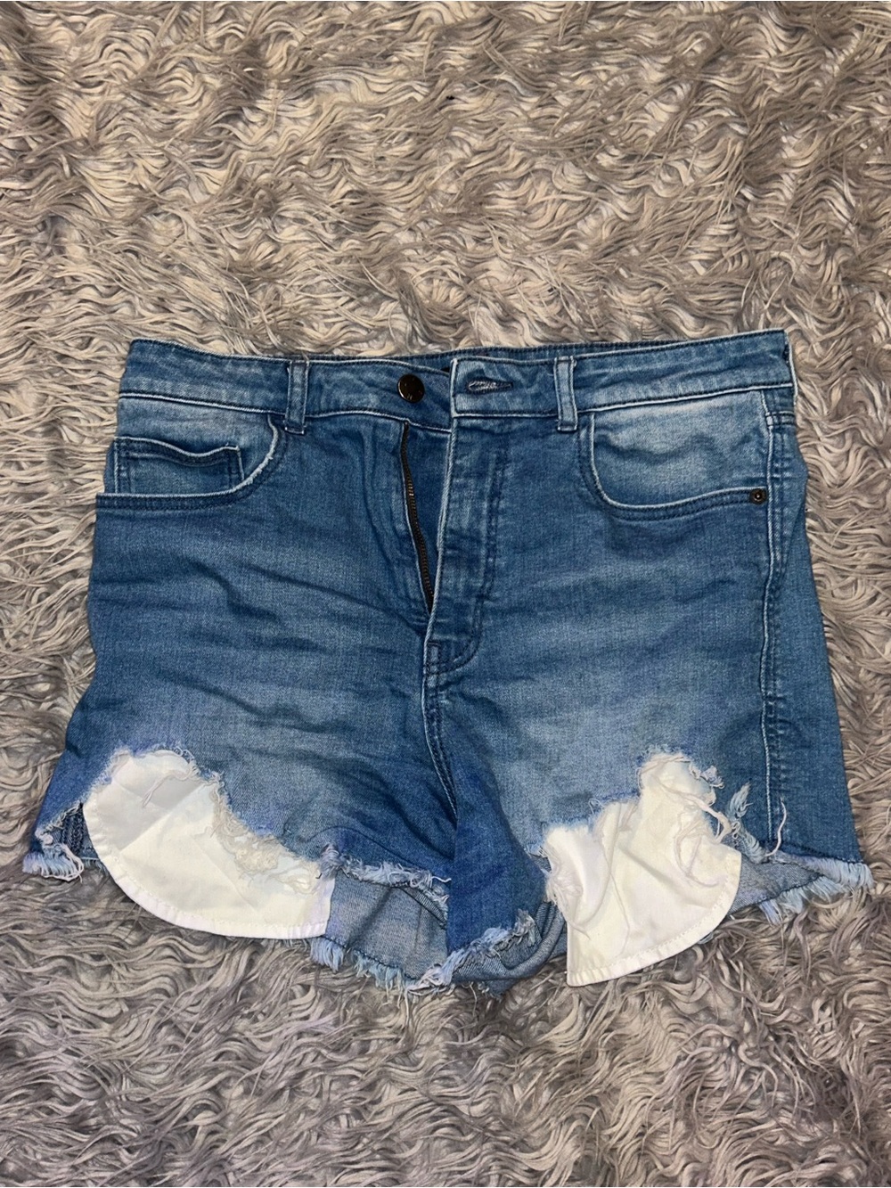 Women's Medium Blue Distressed Denim Jean Shorts
